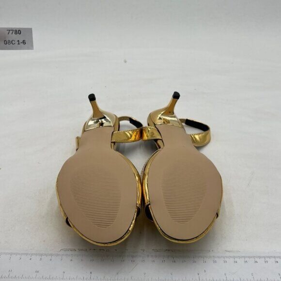 Milooey Gold Slingback Kitten Heels Elegant Peep Toe Single Strap Sandals - Picture 6 of 7